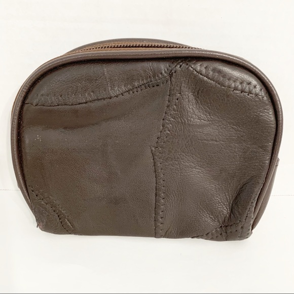 Vintage RN# 91181 Leather Patch Work Three Quarter Zip Fully Lined Pouch Bag 🤎 - Picture 1 of 5